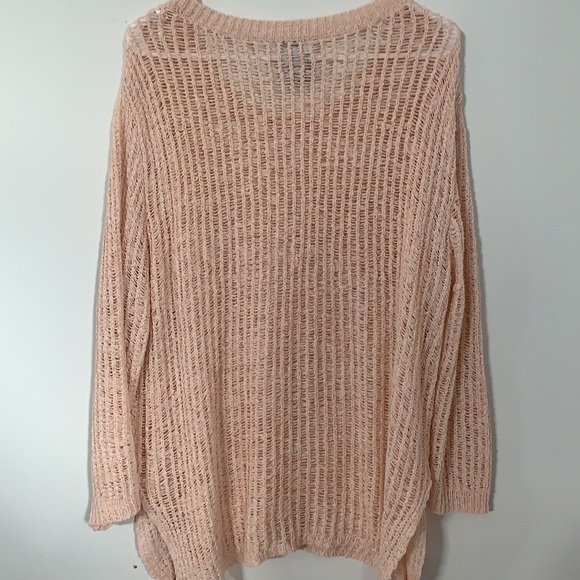 BLUSH PINK CROCHETED LONG SLEEVE TOPS WOMEN SIZE 3X - Picture 8 of 9